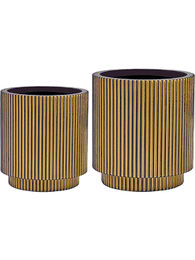 Кашпо Capi nature groove vase cylinder black gold (набор 2 шт)
