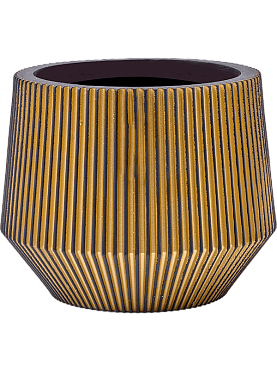 Кашпо Capi nature groove vase cylinder geo black gold