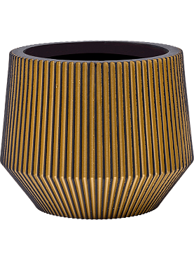 Кашпо Capi nature groove vase cylinder geo black gold