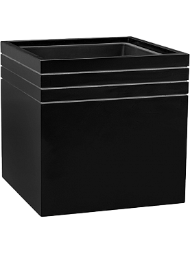 Кашпо Baq line-up cube matt black (with liner and wheelplate)