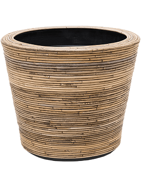 Кашпо Drypot rattan stripe round grey
