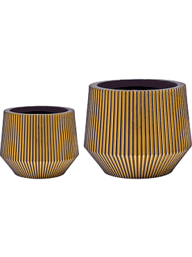 Кашпо Capi nature groove vase cylinder geo black gold (набор 2 шт)