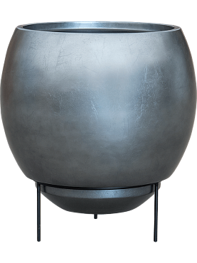Кашпо Baq metallic silver leaf globe elevated matt silver blue (with технический горшок + foot)