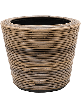 Кашпо Drypot rattan stripe round grey