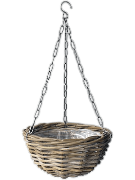 Кашпо подвесное Rattan hanging basket antique grey