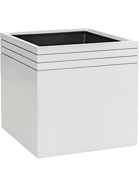 Кашпо Baq line-up cube matt white (with liner and wheelplate)