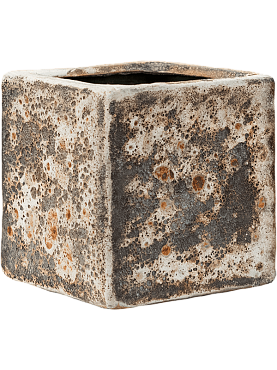 Кашпо Baq lava cube relic rust metal (glazed inside)