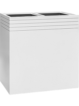 Кашпо Baq line-up rectangle matt white (with liner and wheelplate)