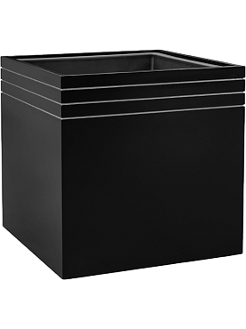 Кашпо Baq line-up cube matt black (with liner and wheelplate)